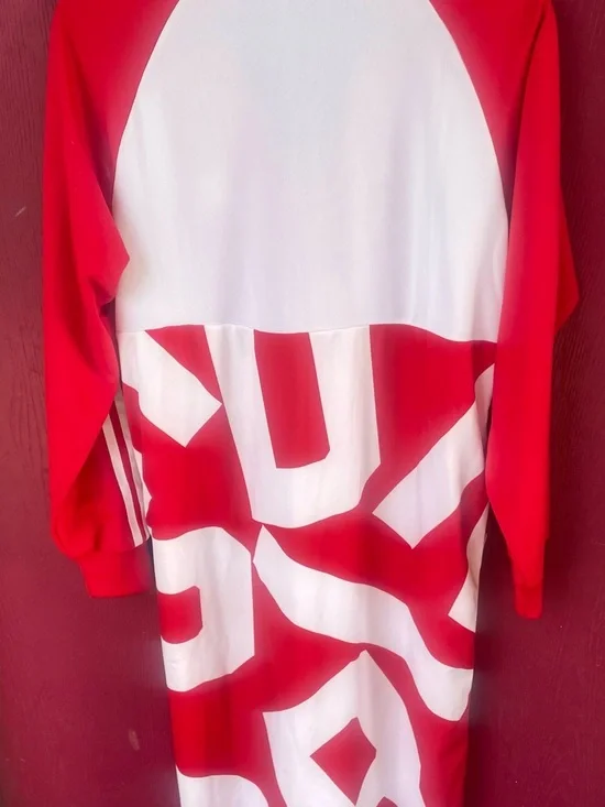 Adidas BOLD AGE track suit maxi Red & White Dress pockets - Picture 2 of 13